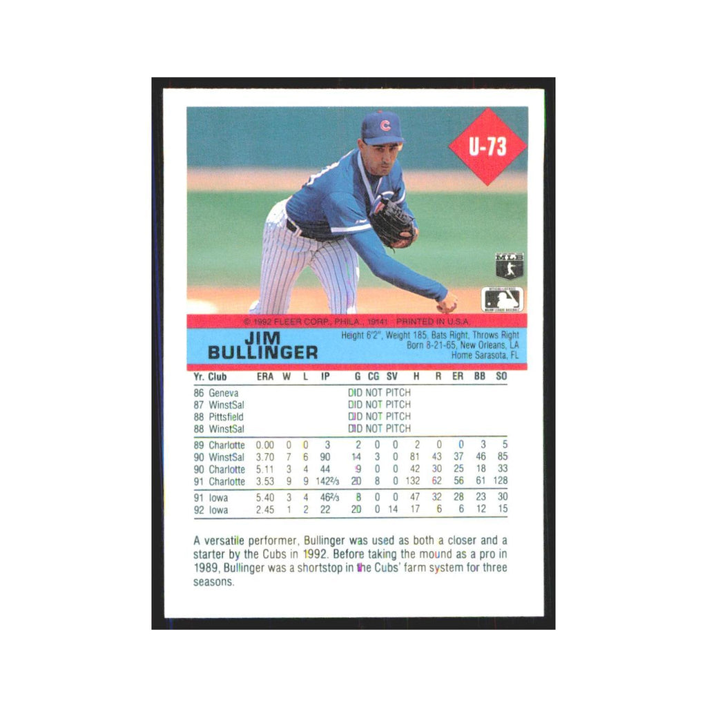 1992 Fleer Update Jim Bullinger Cubs #U-73