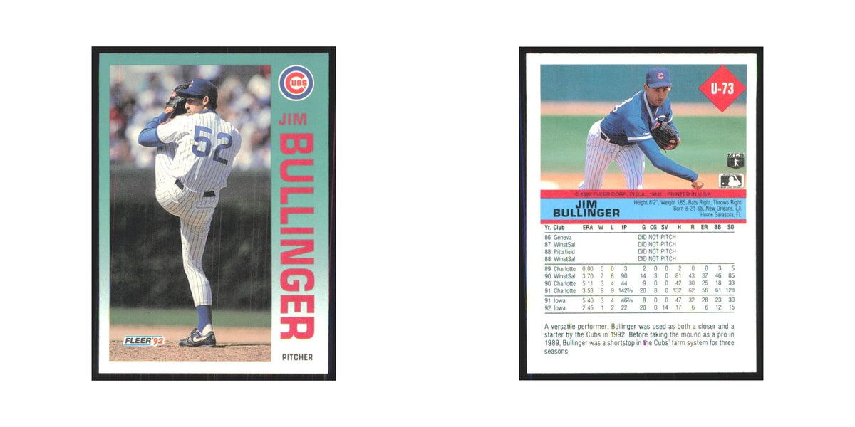 1992 Fleer Update Jim Bullinger Cubs #U-73