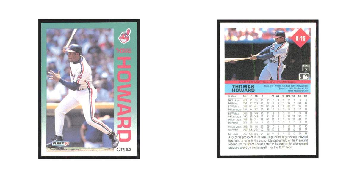 1992 Fleer Update Thomas Howard Indians #U-15