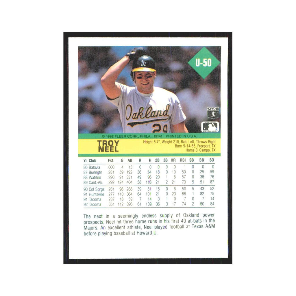 1992 Fleer Update Troy Neel Athletics #U-50