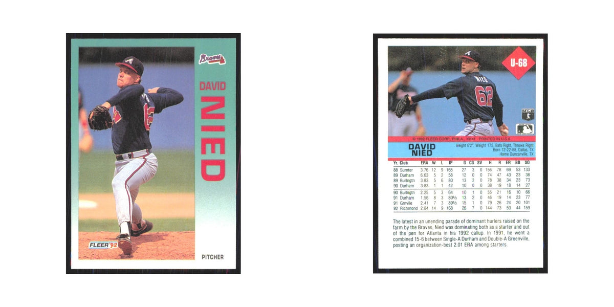 1992 Fleer Update David Nied Braves #U-68