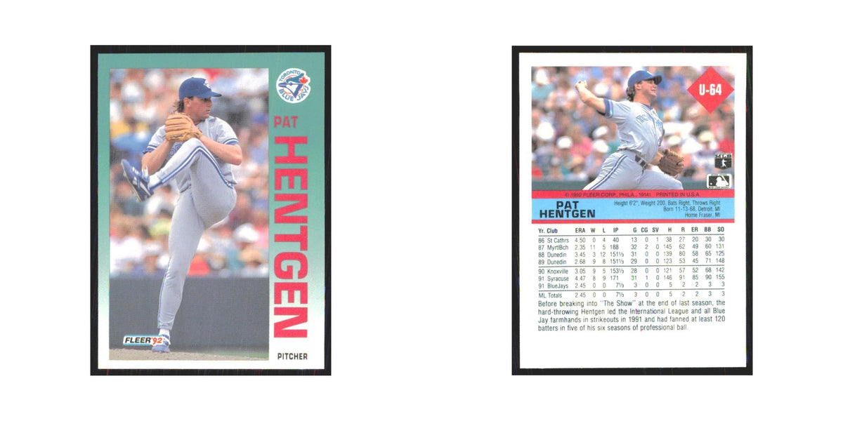1992 Fleer Update Pat Hentgen Blue Jays #U-64