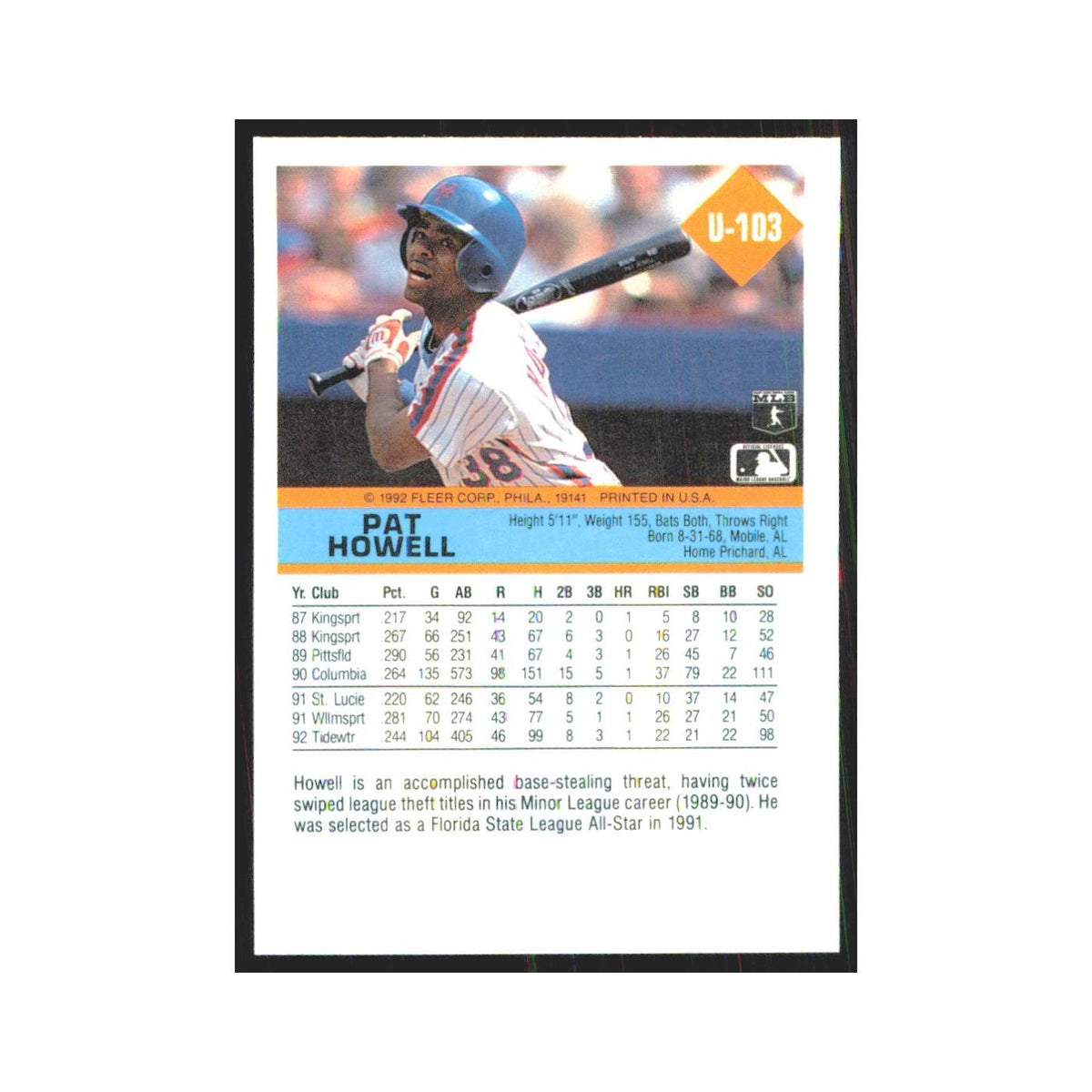 1992 Fleer Update Pat Howell Mets #U-103