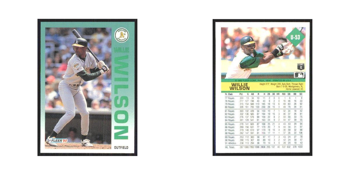 1992 Fleer Update Willie Wilson Athletics #U-53