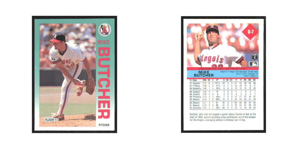 1992 Fleer Update Mike Butcher Angels #U-7