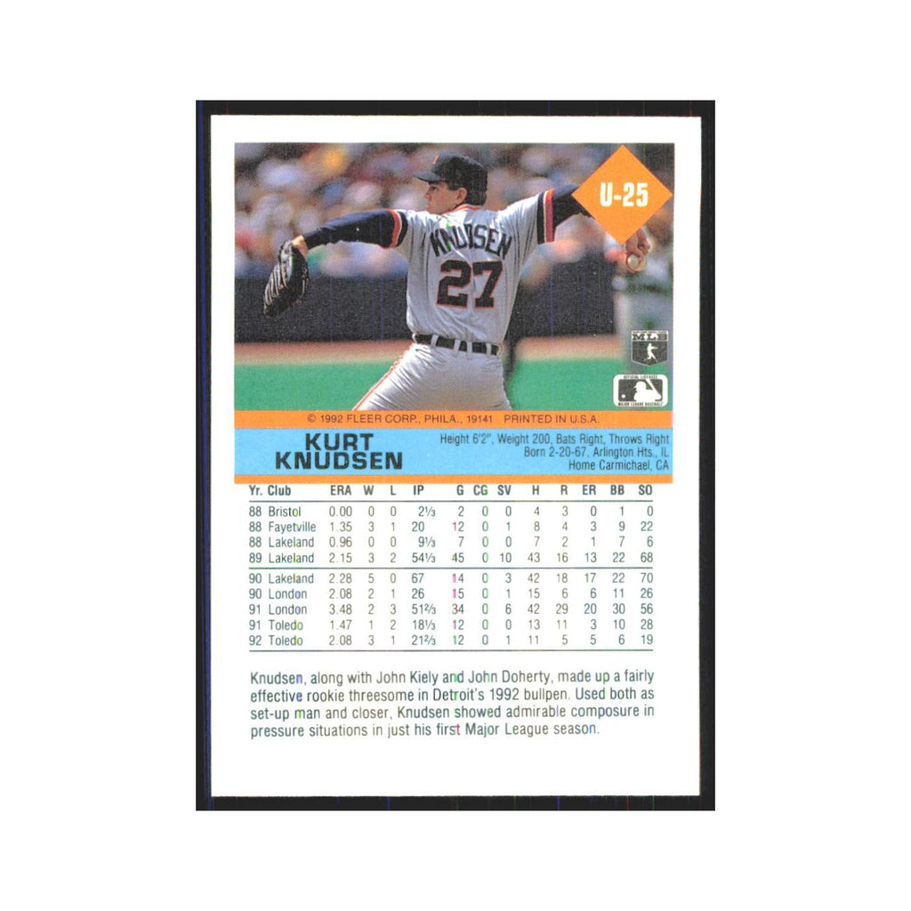1992 Fleer Update Kurt Knudsen Tigers #U-25