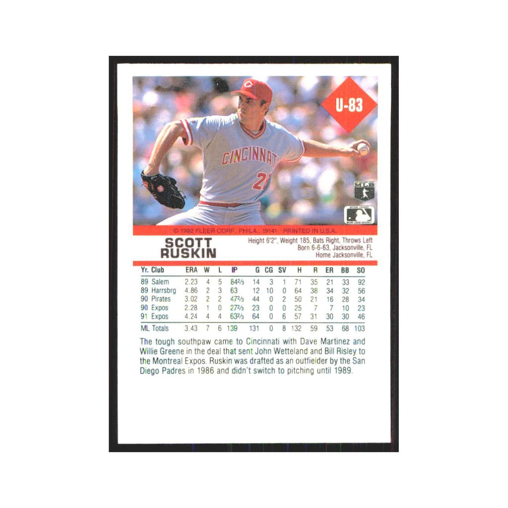 1992 Fleer Update Scott Ruskin Reds #U-83