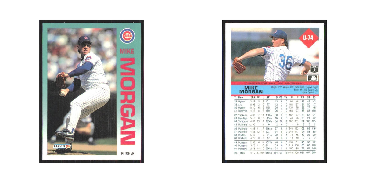 1992 Fleer Update Mike Morgan Cubs #U-74