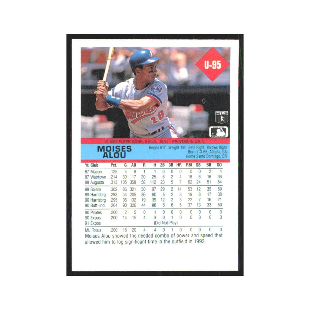 1992 Fleer Update Moises Alou Montreal Expos #U-95