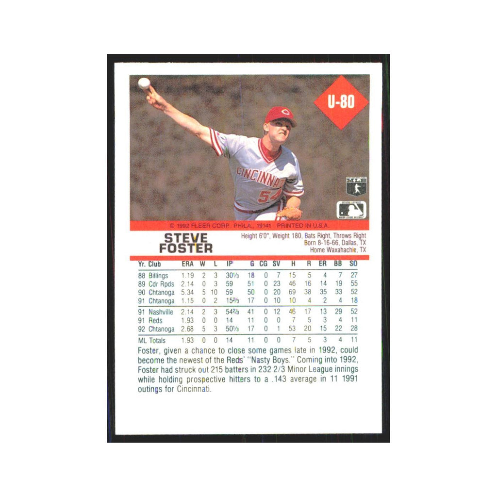 1992 Fleer Update Steve Foster Reds #U-80