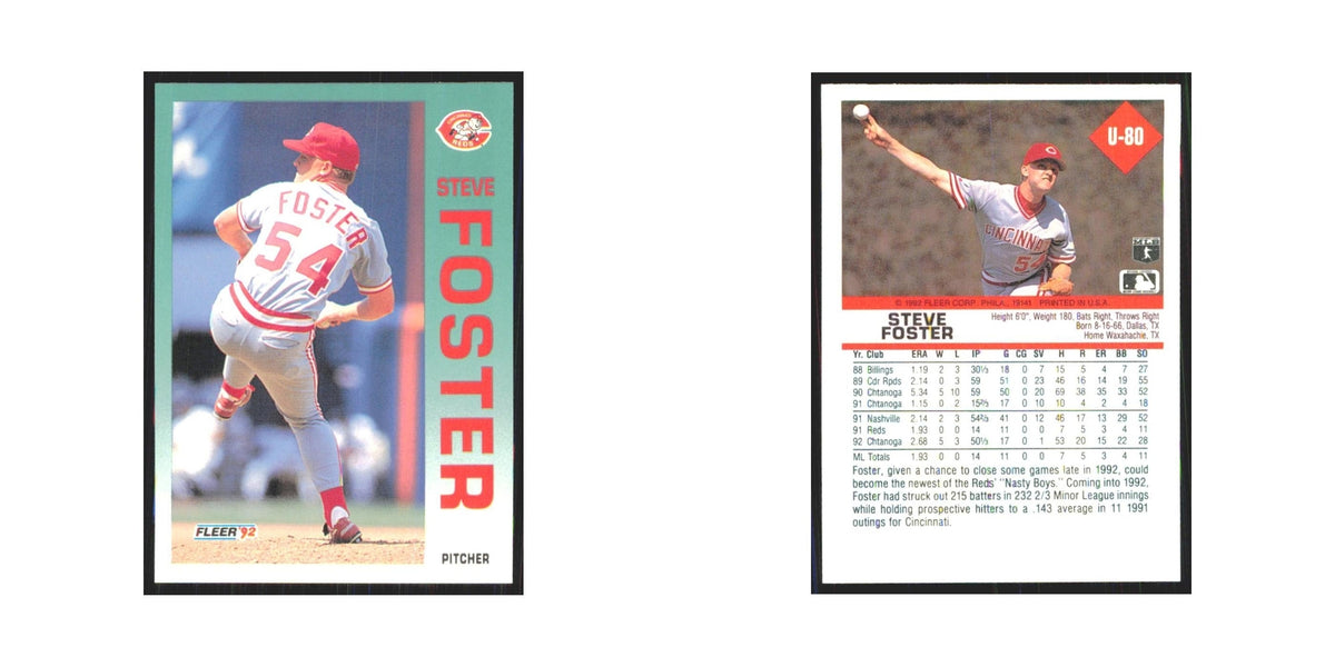 1992 Fleer Update Steve Foster Reds #U-80