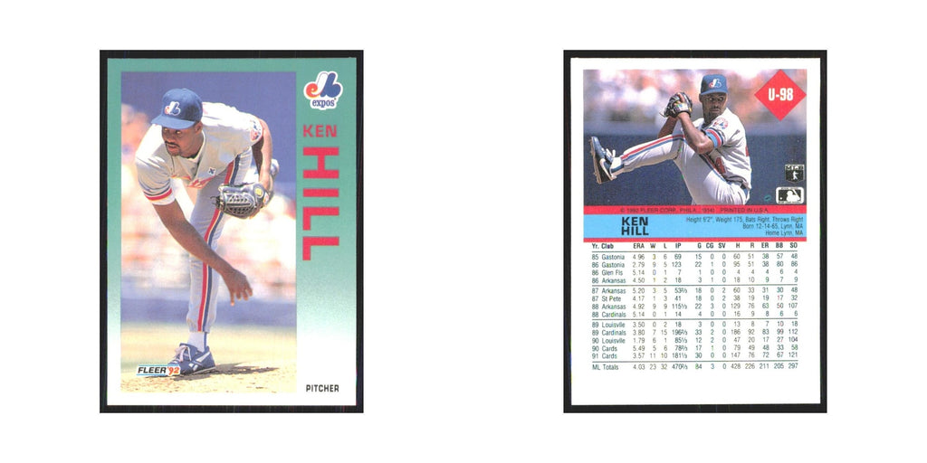 1992 Fleer Update Ken Hill Montreal Expos #U-98