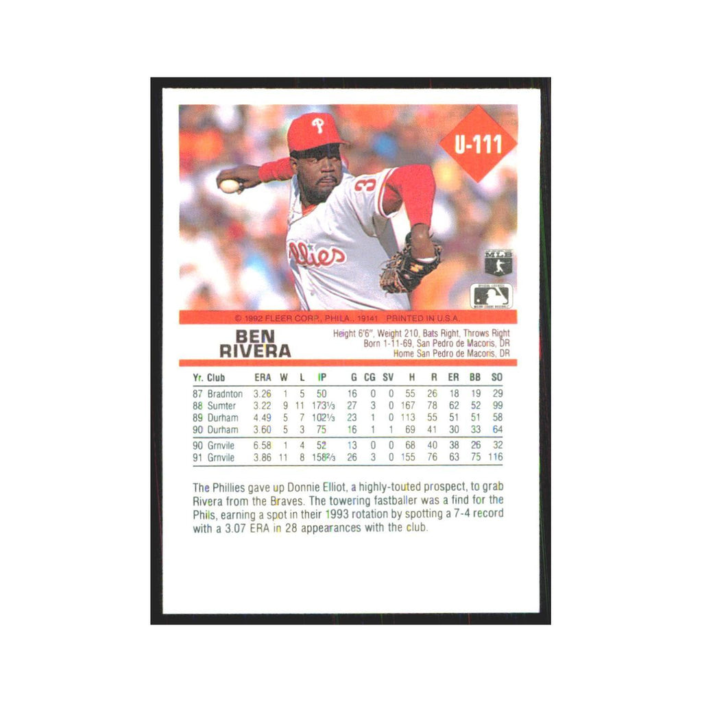 1992 Fleer Update Ben Rivera Phillies #U-111