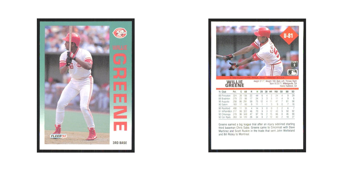 1992 Fleer Update Willie Greene Reds #U-81