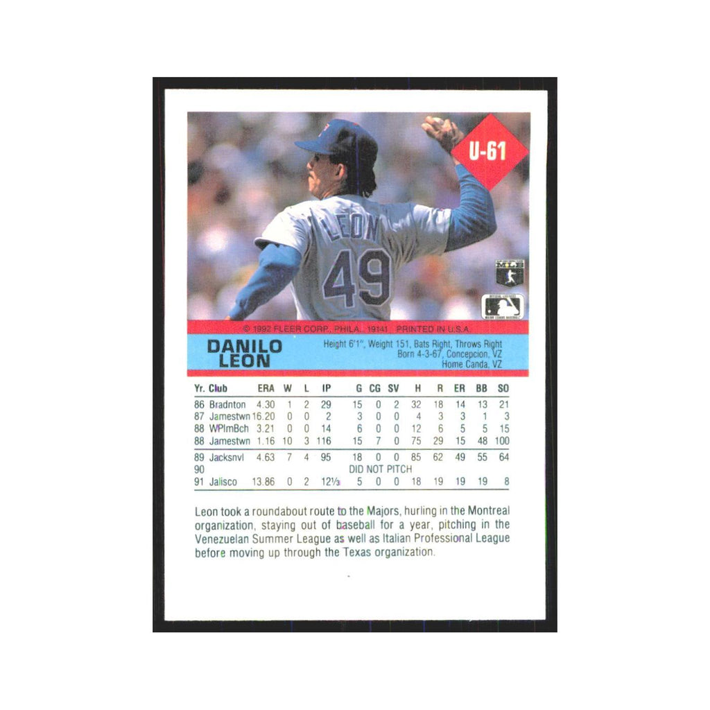 1992 Fleer Update Danny Leon Rangers #U-61