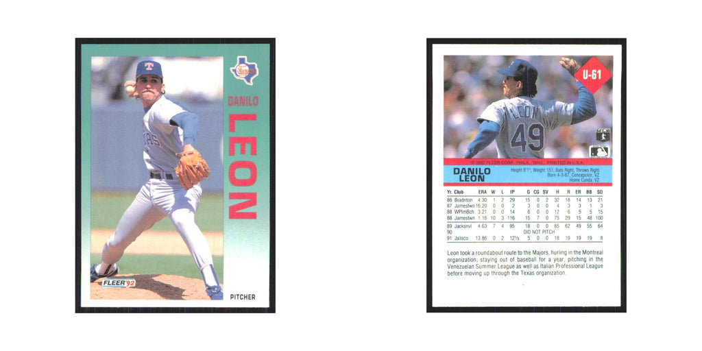 1992 Fleer Update Danny Leon Rangers #U-61