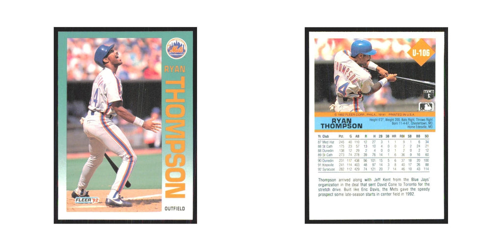 1992 Fleer Update Ryan Thompson Mets #U-106