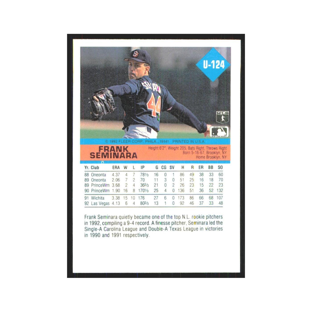1992 Fleer Update Frank Seminara Padres #U-124