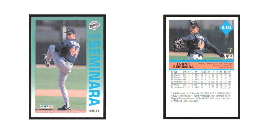 1992 Fleer Update Frank Seminara Padres #U-124