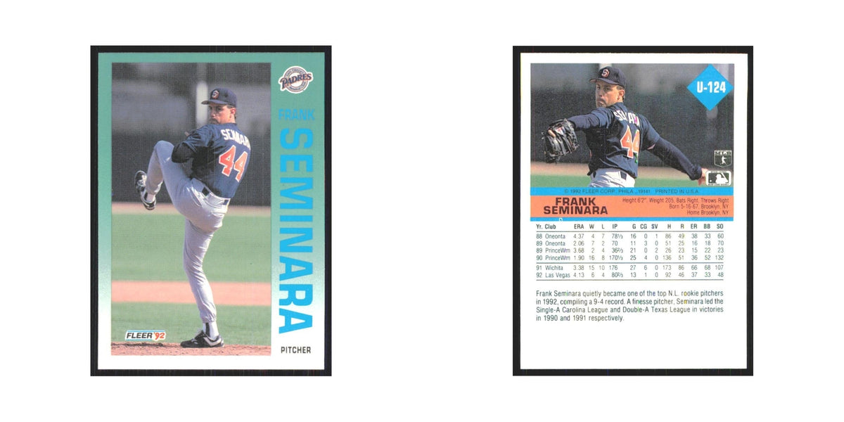 1992 Fleer Update Frank Seminara Padres #U-124