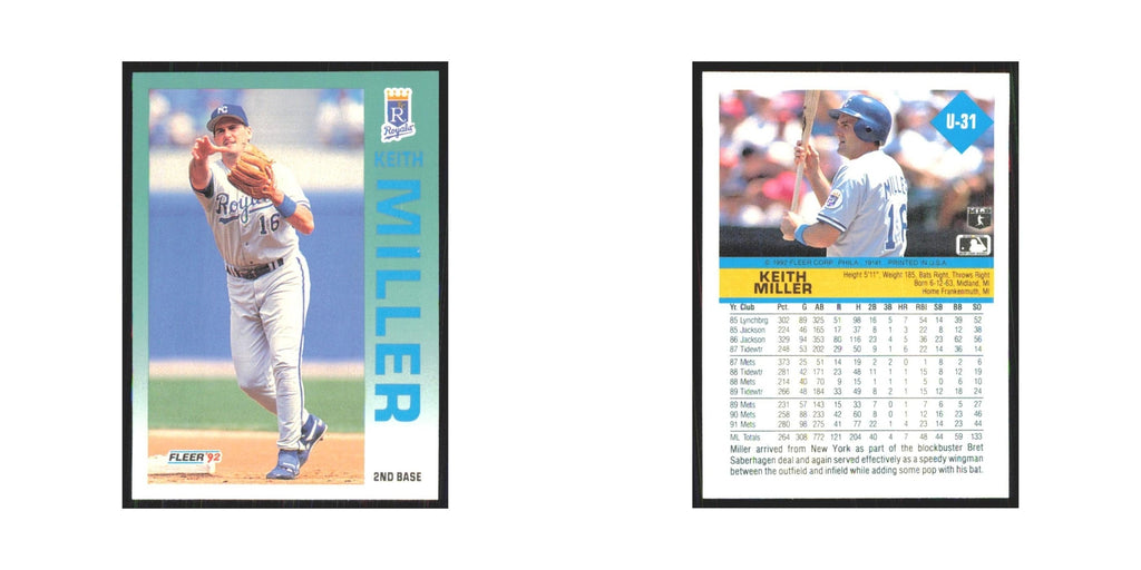 1992 Fleer Update Keith Miller Royals #U-31