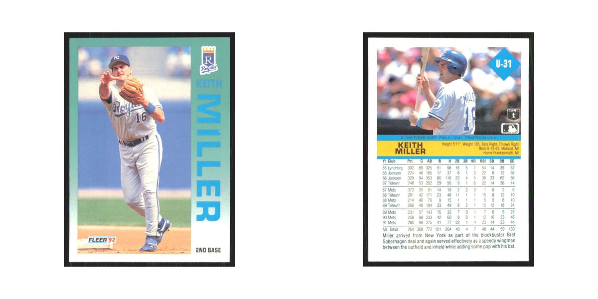 1992 Fleer Update Keith Miller Royals #U-31