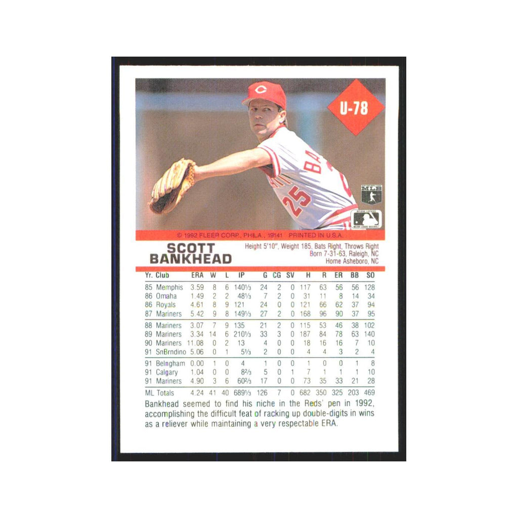 1992 Fleer Update Scott Bankhead Reds #U-78