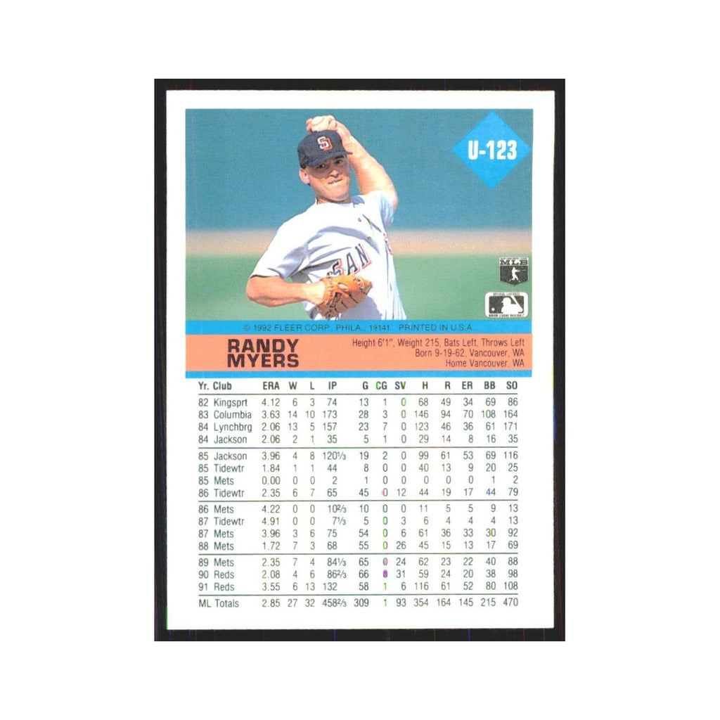 1992 Fleer Update Randy Myers Padres #U-123