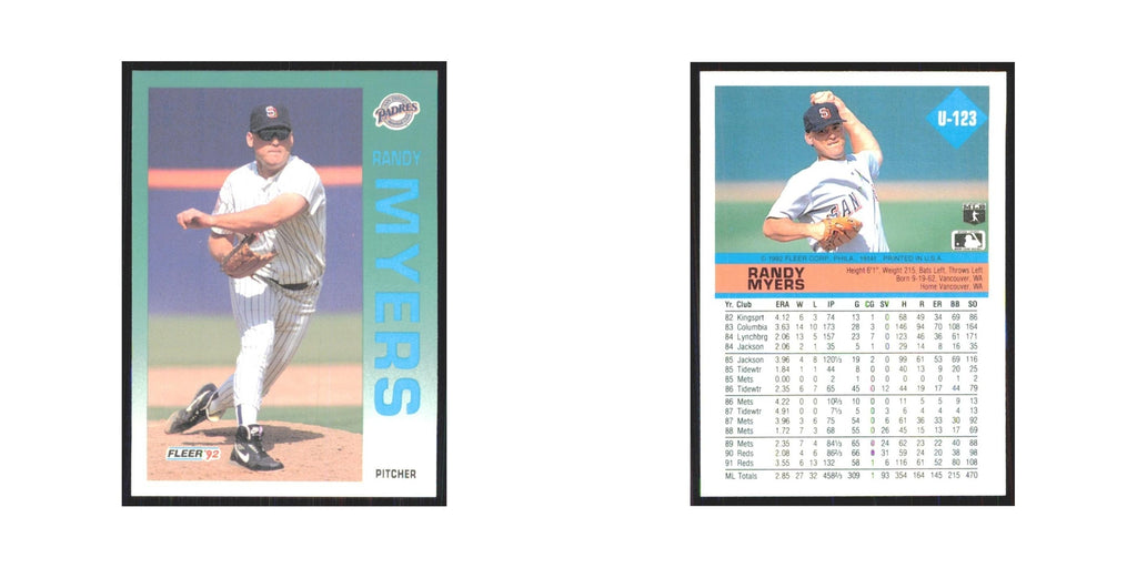 1992 Fleer Update Randy Myers Padres #U-123