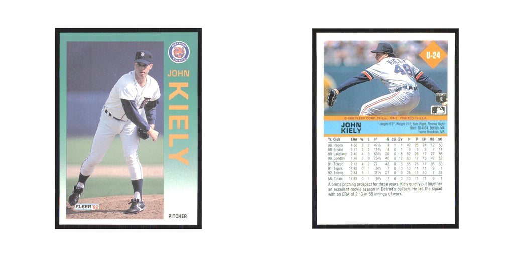 1992 Fleer Update John Kiely Tigers #U-24