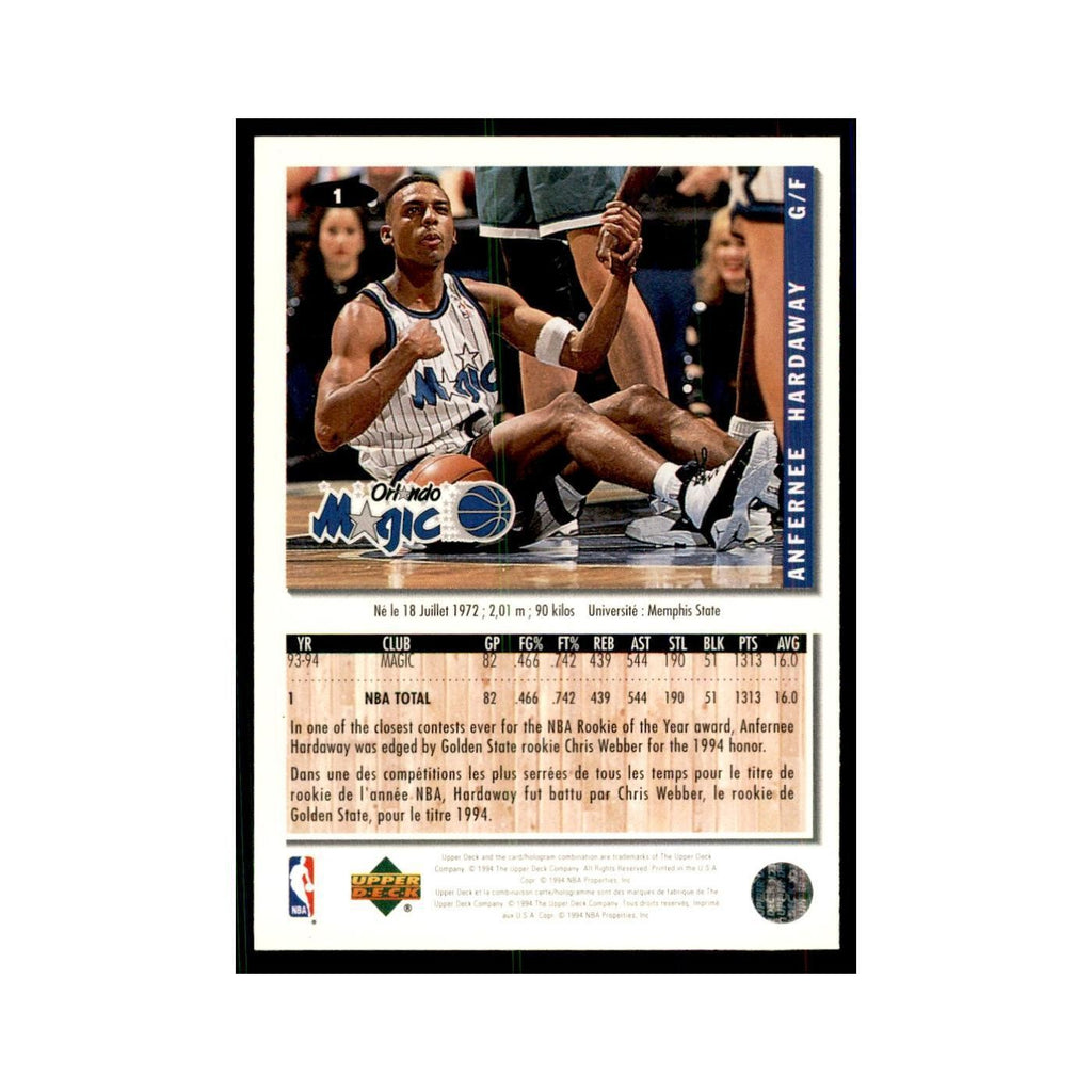 1994 Upper Deck Collectors Choice Anfernee Hardaway Basketball Cards #1