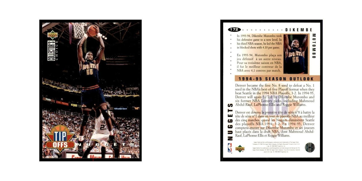 1994 Upper Deck Collectors Choice Dikembe Mutombo Basketball Cards #172