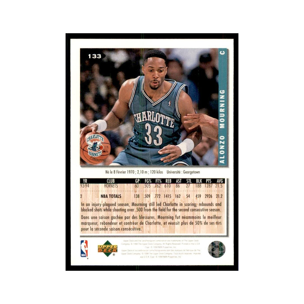 1994 Upper Deck Collectors Choice Alonzo Mourning Basketball Cards #133