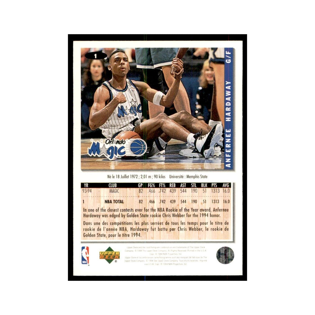1994 Upper Deck Collectors Choice Anfernee Hardaway Basketball Cards #1