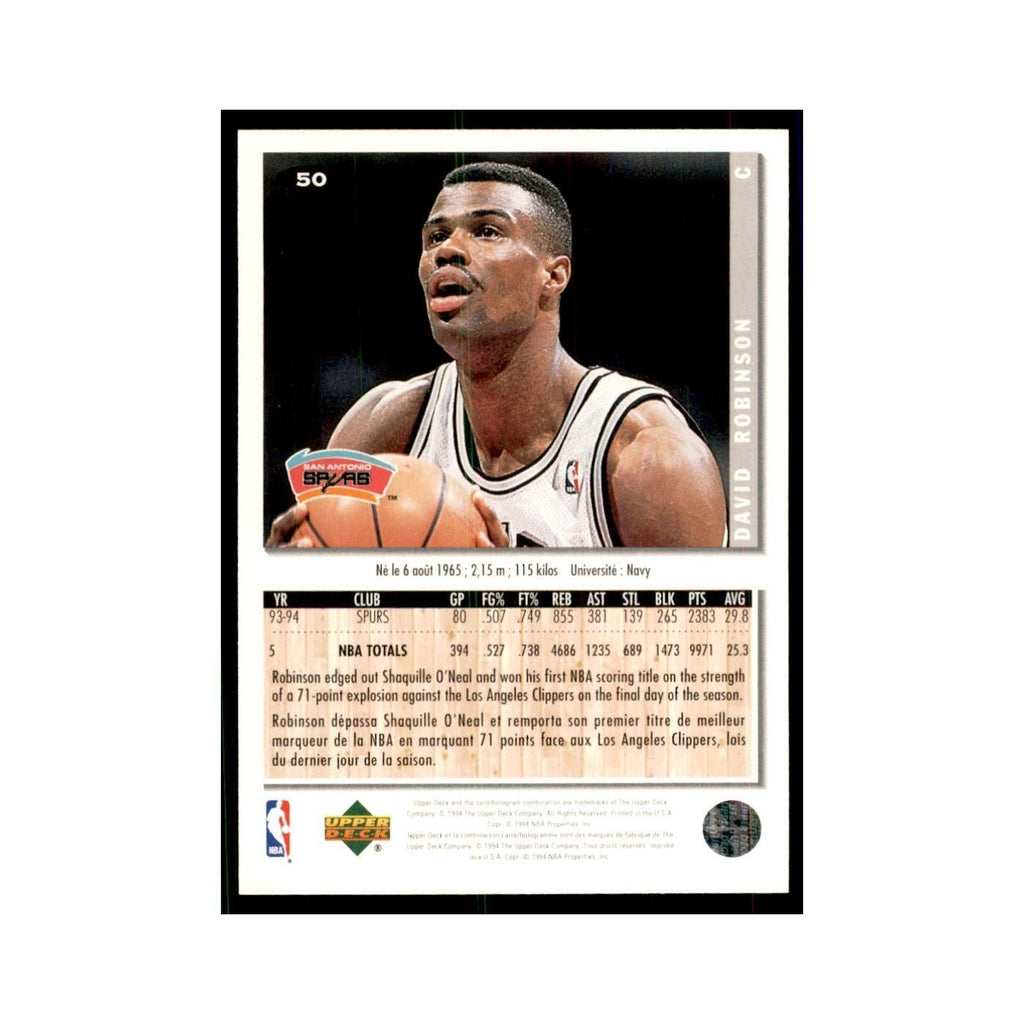 1994 Upper Deck Collectors Choice David Robinson Basketball Cards #50