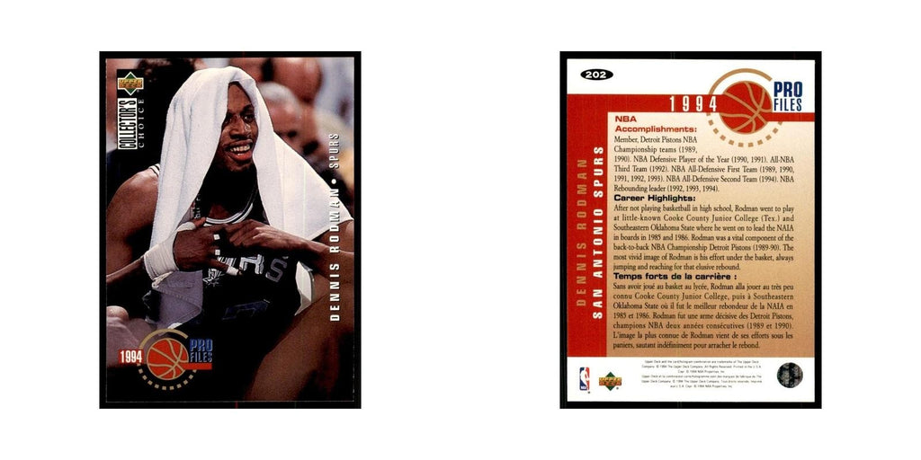 1994 Upper Deck Collectors Choice Dennis Rodman Basketball Cards #202