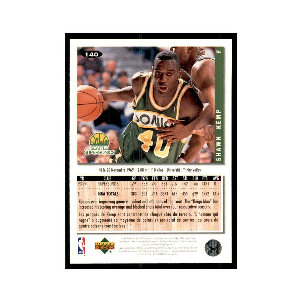 1994 Upper Deck Collectors Choice Shawn Kemp Basketball Cards #140
