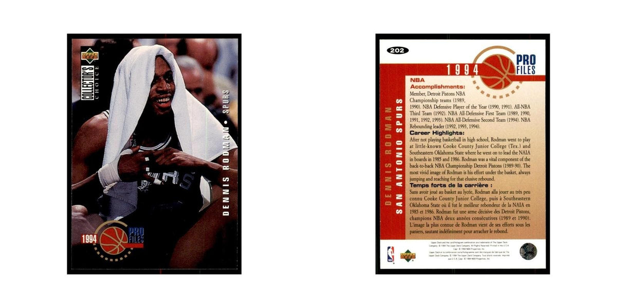 1994 Upper Deck Collectors Choice Dennis Rodman Basketball Cards #202
