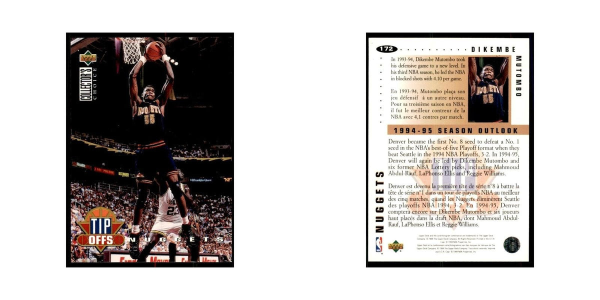 1994 Upper Deck Collectors Choice Dikembe Mutombo Basketball Cards #172