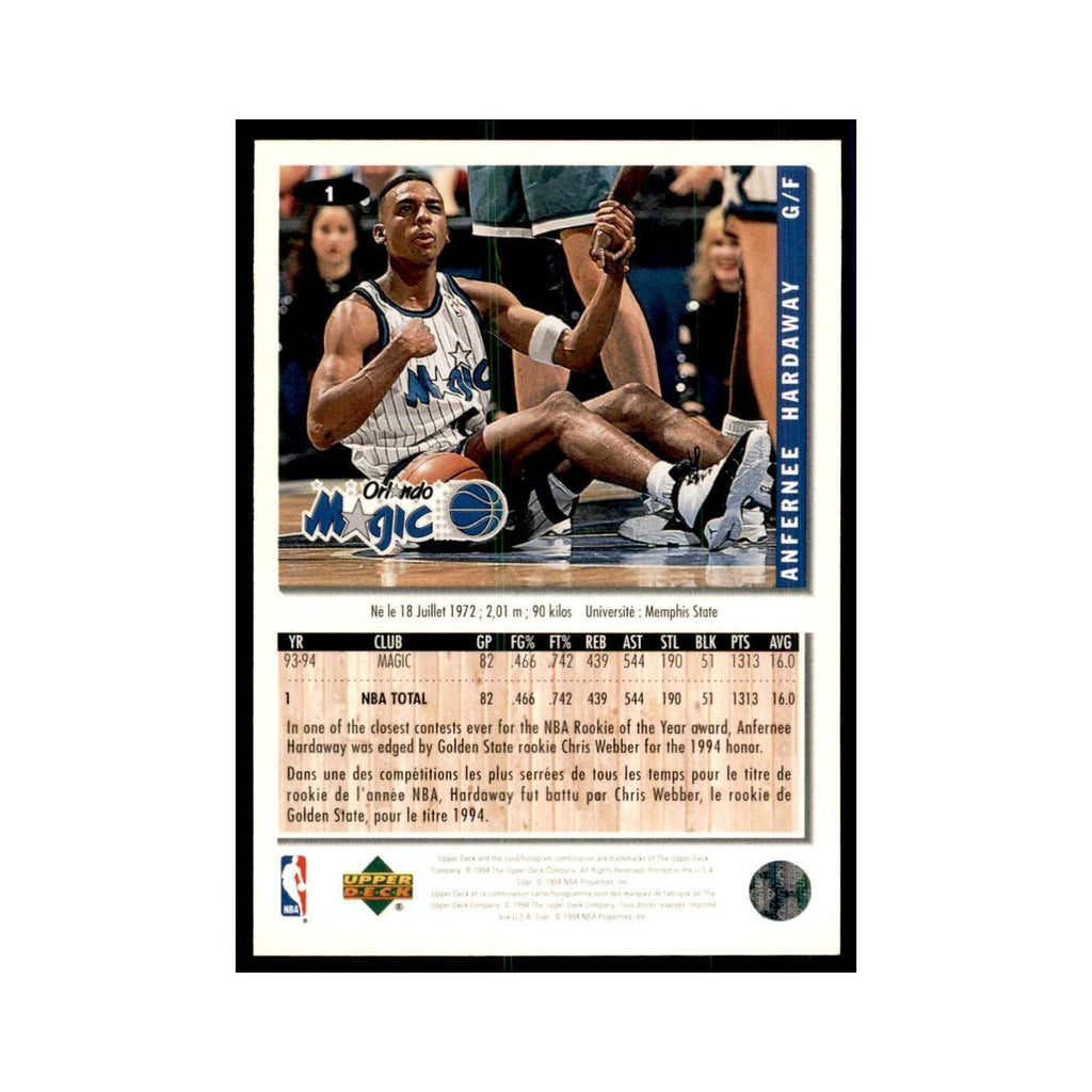 1994 Upper Deck Collectors Choice Anfernee Hardaway Basketball Cards #1