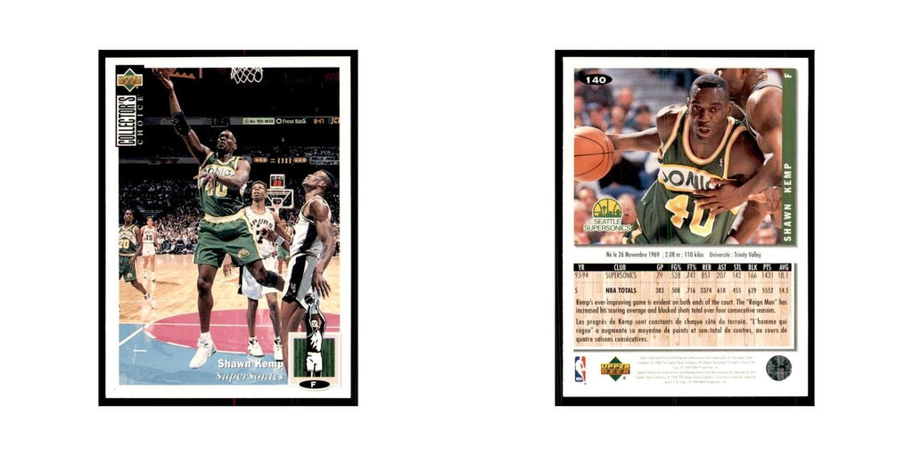 1994 Upper Deck Collectors Choice Shawn Kemp Basketball Cards #140