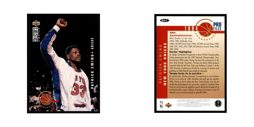 1994 Upper Deck Collectors Choice Patrick Ewing Basketball Cards #201