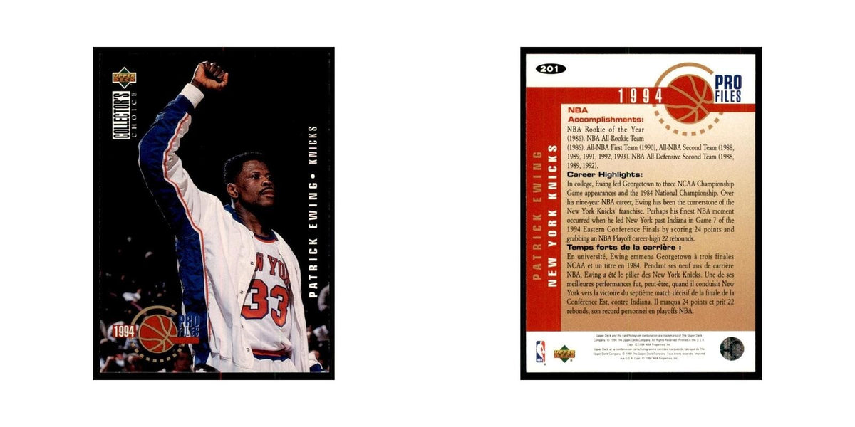 1994 Upper Deck Collectors Choice Patrick Ewing Basketball Cards #201