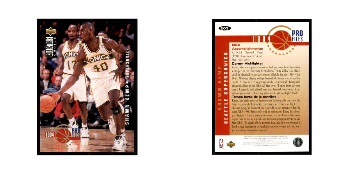 1994 Upper Deck Collectors Choice Shawn Kemp Basketball Cards #203