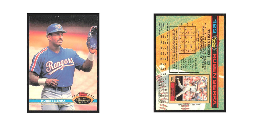 1991 Stadium Club Ruben Sierra Rangers #123