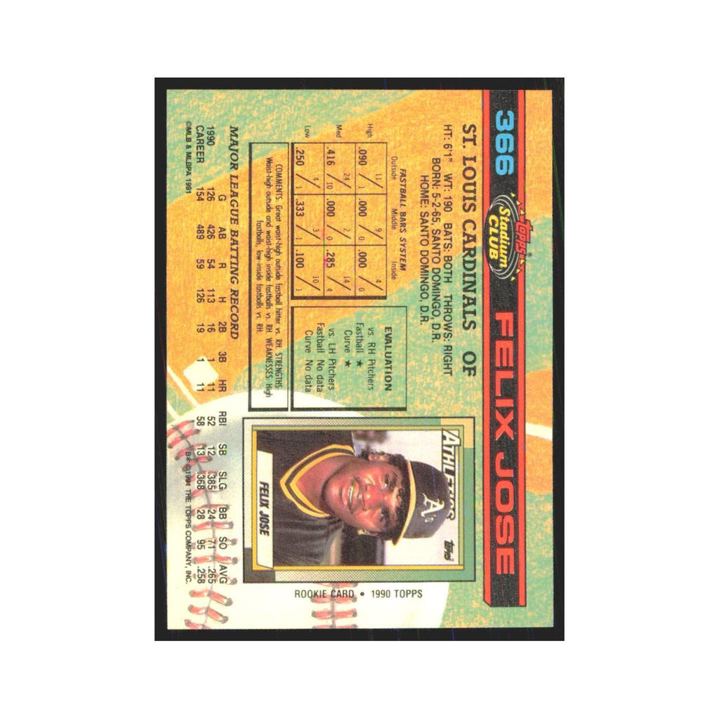 1991 Stadium Club Felix Jose Cardinals #366