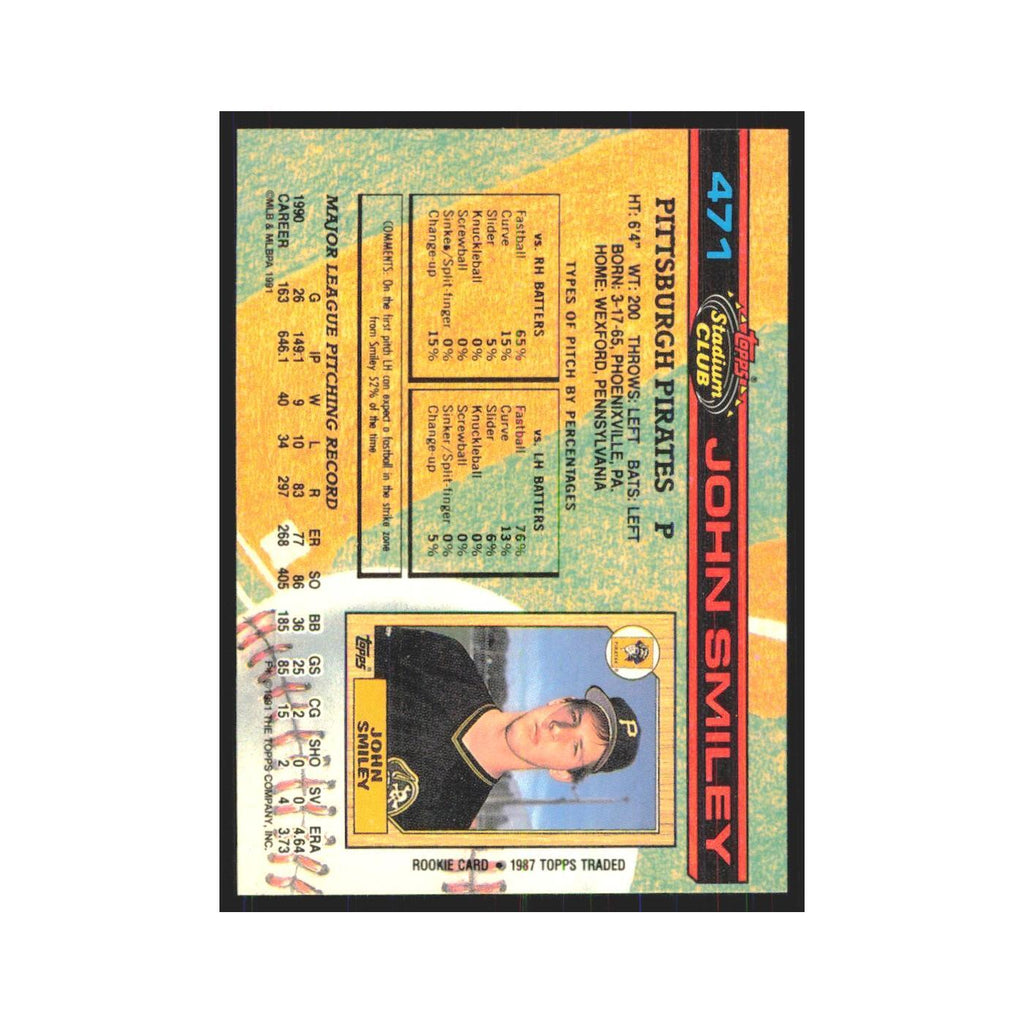 1991 Stadium Club John Smiley Pirates #471