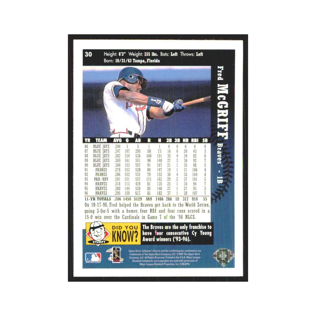 1997 Upper Deck Collectors Choice Fred McGriff Braves #30