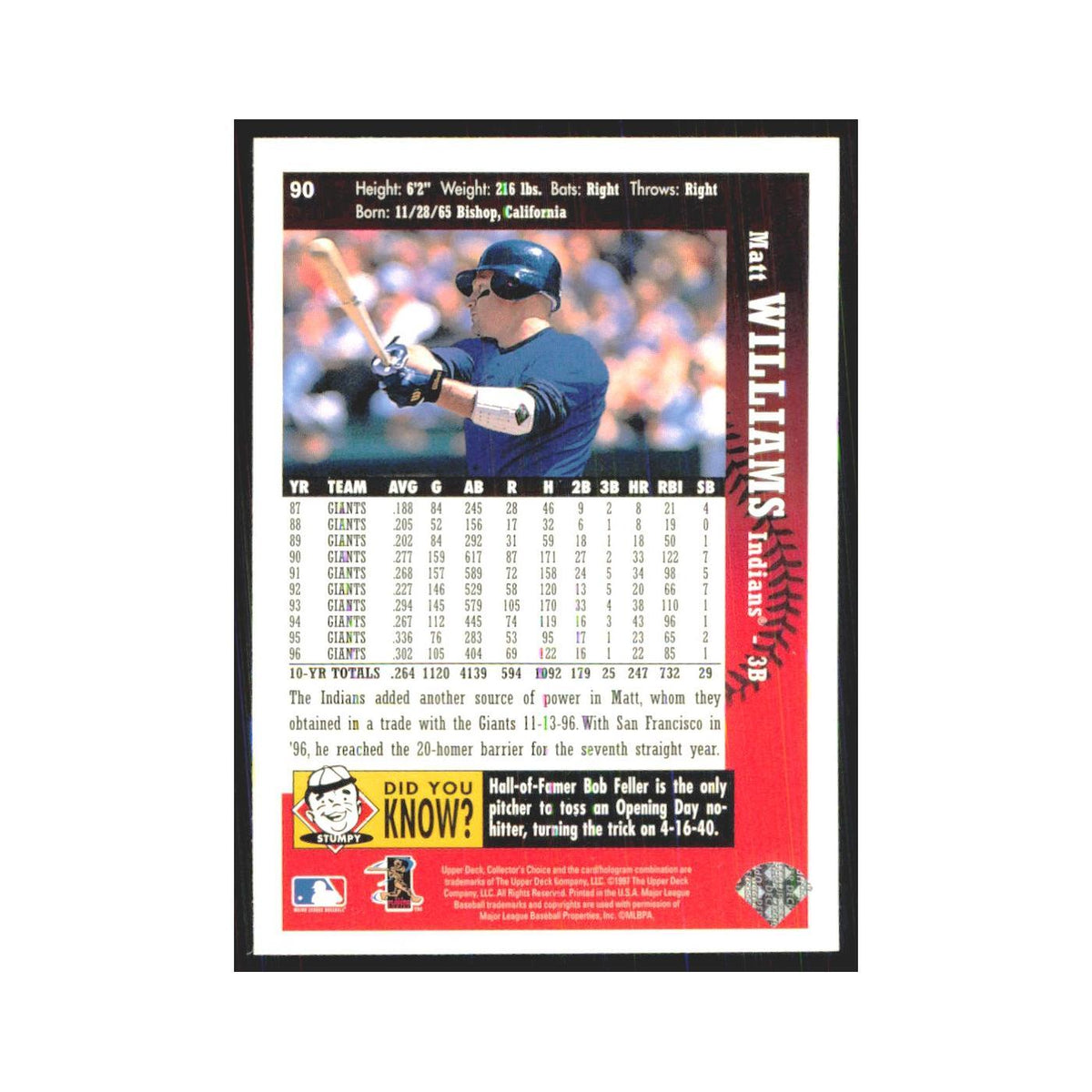 1997 Upper Deck Collectors Choice Matt Williams Indians #90