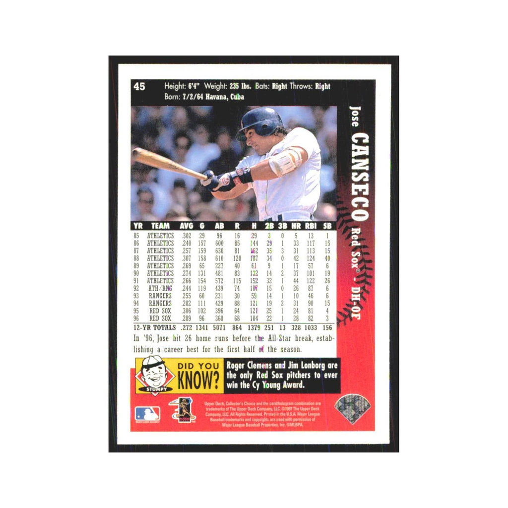 1997 Upper Deck Collectors Choice Jose Canseco Red Sox #45